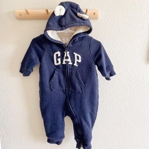 Navy Gap Two Way Zip Bear onesie